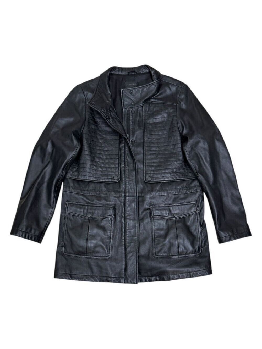 DANIER LEATHER Luxury Designer Winter Business Casual Jacket Coat Womens Medium